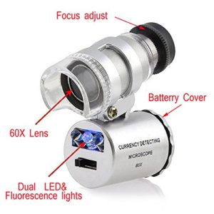 COLEMETER Mini Jeweler Loupe LED Light 60X Magnifier Microscope - 2