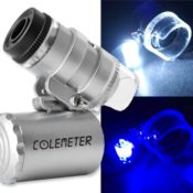 COLEMETER Mini Jeweler Loupe LED Light 60X Magnifier Microscope - 1