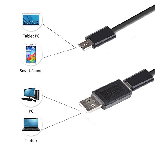 Shekar 2,0 Megapixeln 5m HD Android Endoskop 2-in-1 USB/Micro USB Endoskop Inspektionskamera Wasserdicht Boreskop für Smartphone Tablet mit OTG und UVC Function und PC/Laptop